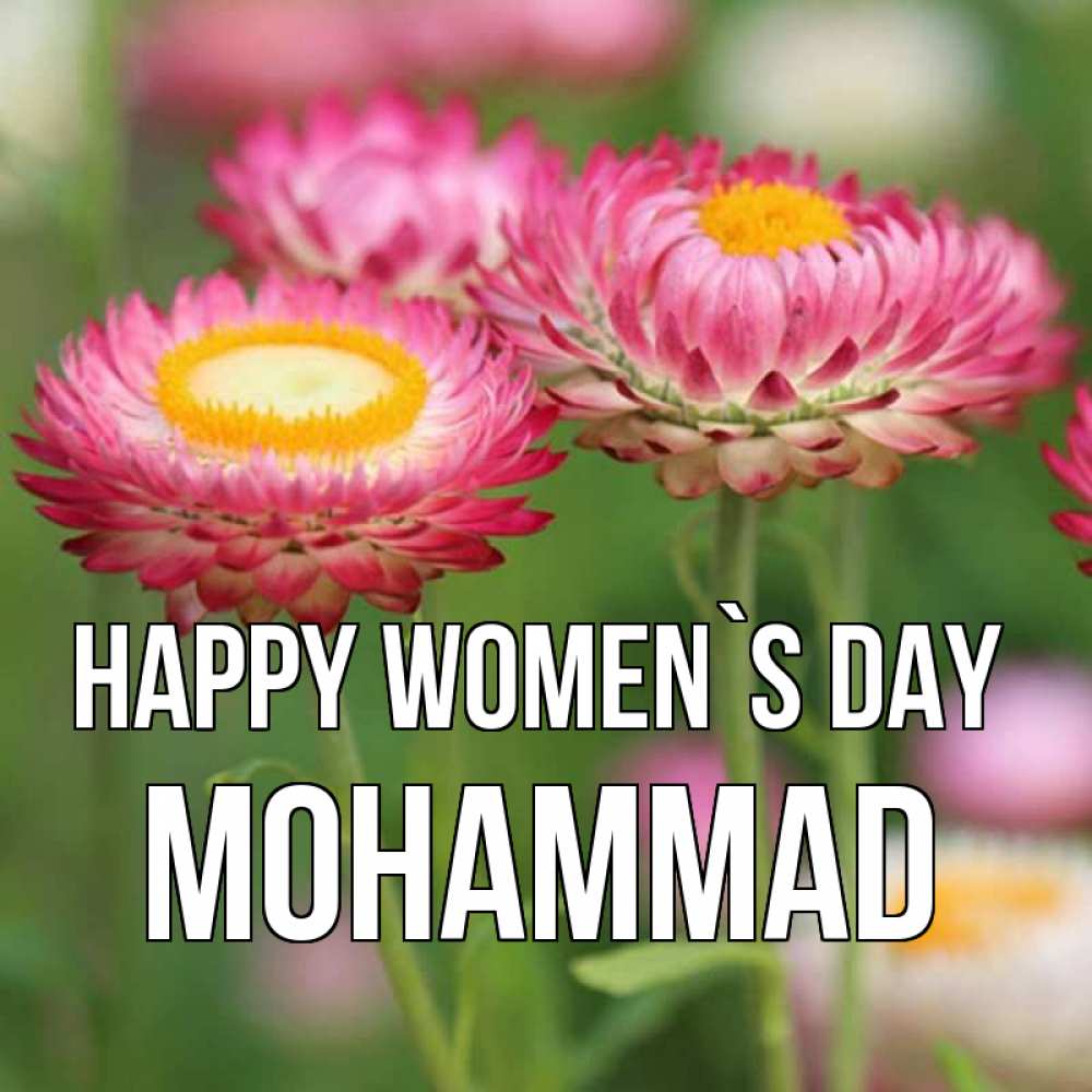 Greetings card с именем, Mohammad happy women`s day подарок на международный женский день Greetings with text for free download 